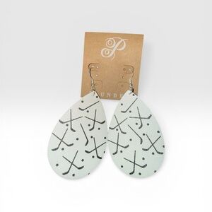 Plunder Teardrop Earrings with Black Hockey Print